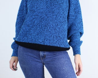 Vintage 90s Blue Knit Sweater, Pullover, Blue and Black Heathered Knit, Acrylic, Raglan Sleeve, Black Stripe at Waist, Minimalist, Grunge - Etsy Vintage 90s Blue Knit Sweater, Pullover, Blue and Black Heathered Knit, Acrylic, Raglan Sleeve, Black Stripe at Waist, Minimalist, Grunge - Etsy