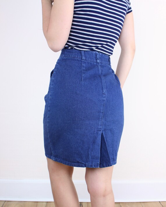 90s Denim Grid Patterned Mini Skirt