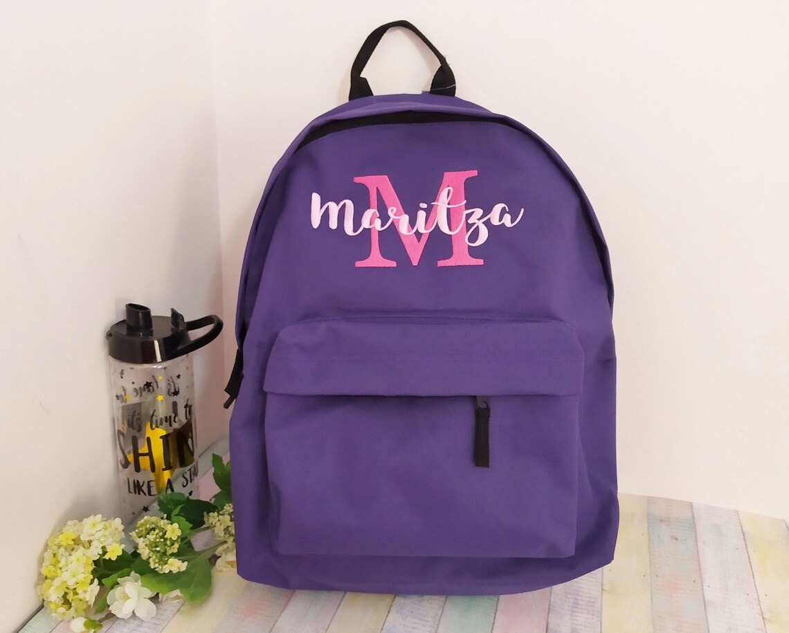Monogram initials or name on backpack Personalized Machine Etsy