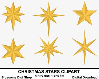 Christmas Stars Clipart Digital Download Star Journal Gold