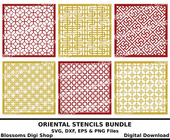 Download Oriental Stencil Svg Bundle Digital Download Repeat Pattern Etsy