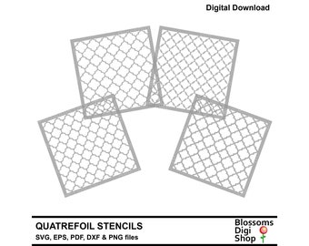 Quatrefoil stencils, pattern tile, background svg, moroccan svg, cricut cut file, silhouette svg, commercial use