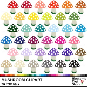 Clipart champignon, autocollant clipart, clipart champignon vénéneux, champignon png, champignon clipart, clipart multicolore, clipart organisateur, usage commercial