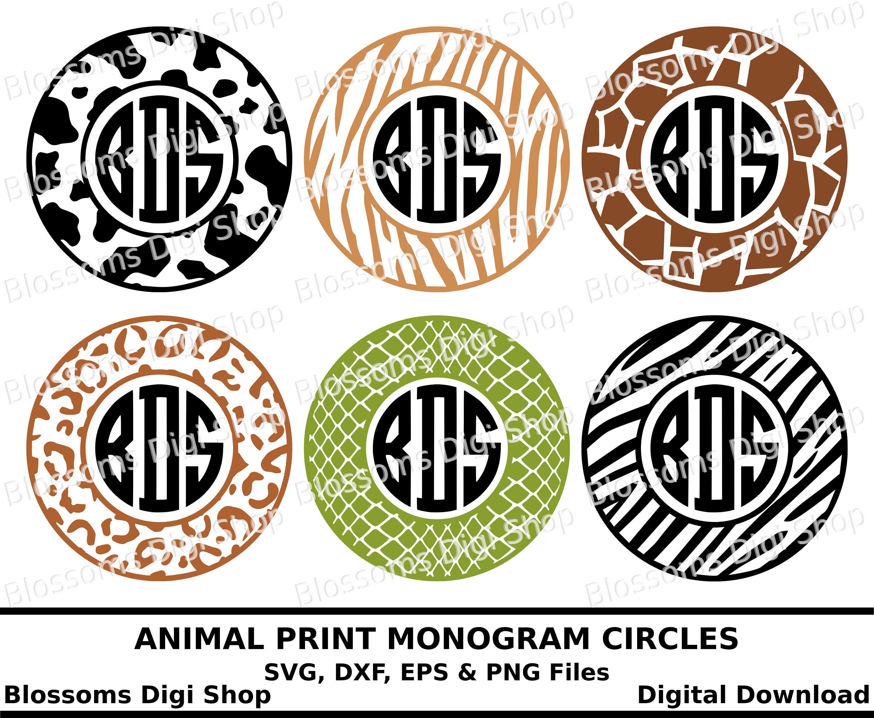 Download Animal print svg monogram circle digital download snake ...
