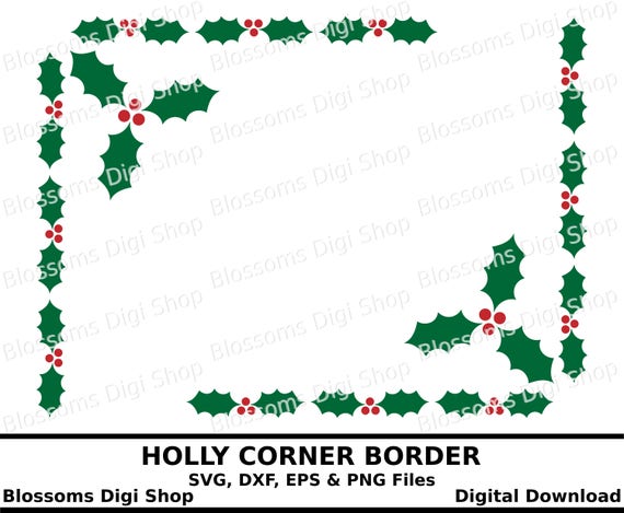 Download Free Holly Svg Cut File Digital Download Holly Frame Border Etsy SVG DXF Cut File