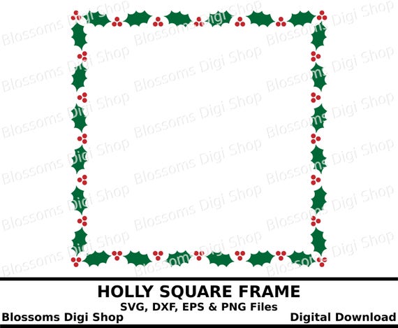 Download Free Holly Frame Digital Download Holly Stencil Christmas Svg Etsy SVG Cut Files