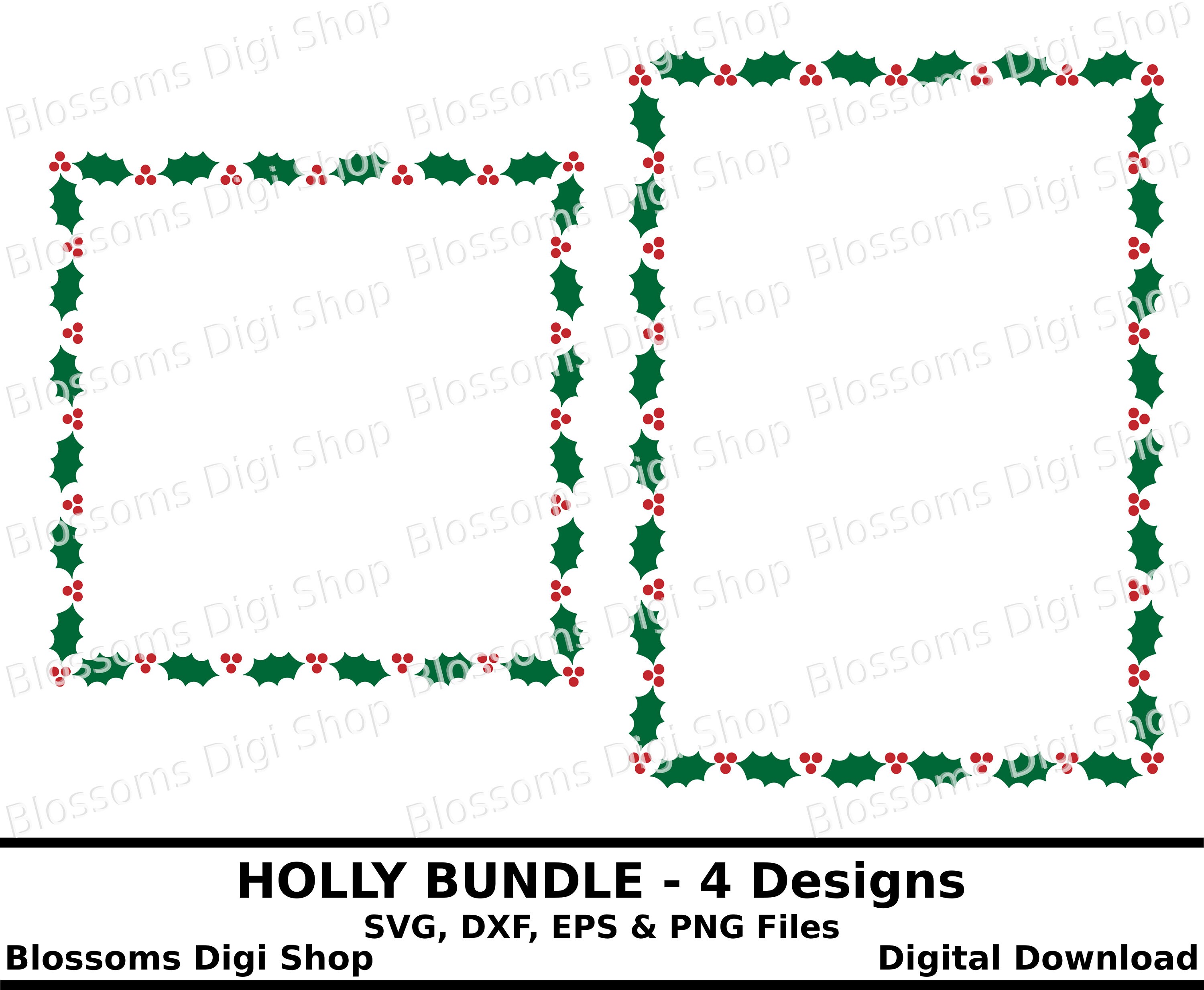 Holly Bundle Svg Frames Digital Download Holly Stencil Etsy