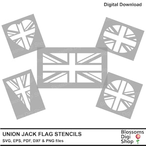 Estênceis de bandeira Union Jack, reino unido, svg patriótico, formato de coração, modelo do Reino Unido, vetor de círculo, estamenha de festa, uso comercial