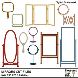 Mirrors cut files, hand mirror, bathroom vector, standing mirror, bedroom element, swivel mirror, hairdresser png, commercial use