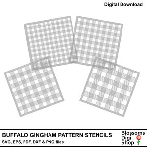 Vichy Buffalo, pochoirs à motifs, fichiers coupés svg, imprimé tartan, eps à carreaux, modèle de gâteau, peinture sur tissu, usage commercial