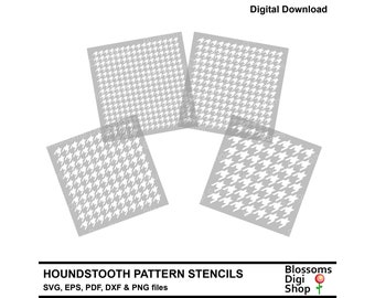 Houndstooth repeat pattern stencils, svg cut files, dog tooth, fabric pattern, craft stencil, laser cnc, commercial use