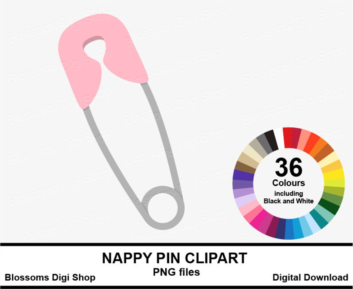 Nappy Pin Clipart Diaper Pin Rainbow Elements Baby Clipart Etsy