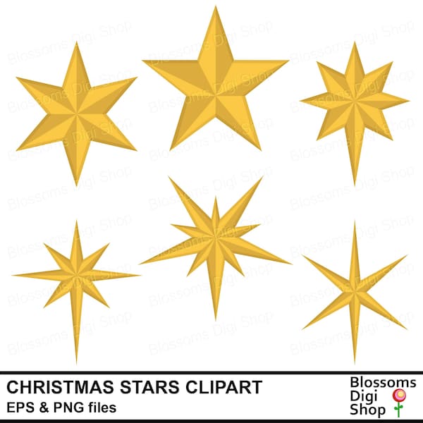 Christmas stars clipart, gold star, festive elements, star vector, star graphic, christmas tree, xmas star, star eps, commercial use