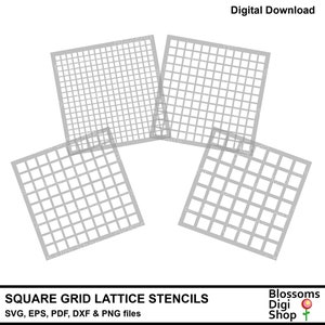 Vierkant raster, roosterstencils, gesneden svg-bestanden, cricut dxf, lasercnc, glowforge-sjabloon, commercieel gebruik