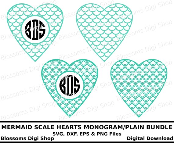 Download Mermaid Scale Hearts Svg Bundle Cut Files Digital Download Etsy