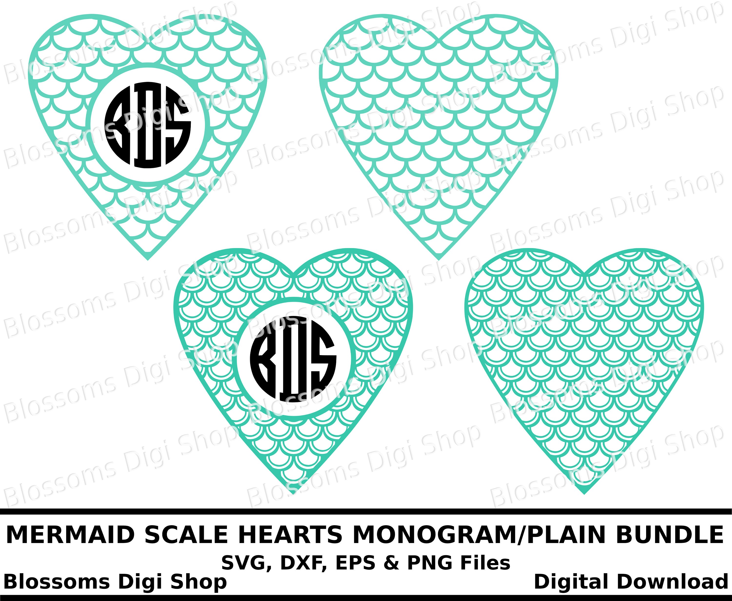 Download Mermaid Scale Hearts Svg Bundle Cut Files Digital Download Etsy
