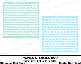Waves stencil cut files, digital download, wave svg, nautical svg, eps vector file, wave background, ocean svg, repeat pattern, wave clipart