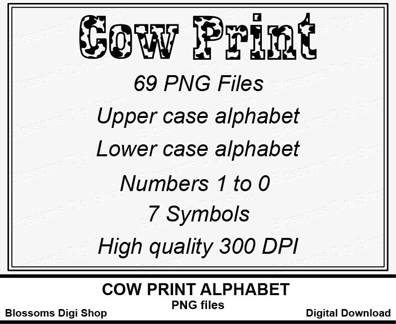 Download Cow print alphabet letters clipart cow pattern cow print ...