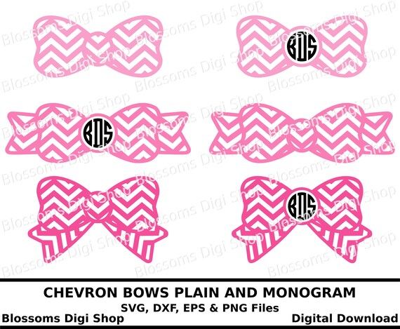 Download Chevron Bow Svg Monogram Svg Chevron Cut File Monogram Bow Etsy