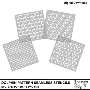 Delfin Schablonen, sich wiederholendes Muster, nahtloser svg, Meerestier, cnc Laser, Airbrush, Cookie-Vorlage, Glowforge, kommerzielle Nutzung