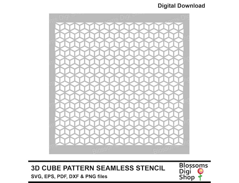 3D Cube Pattern, Seamless Stencil, Svg Cut File, Geometric Stencil, Eps ...