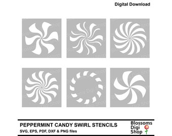 Peppermint Candy Swirl Stencils, christmas sweets, diy stencil, cookie decorating, cake decor, candy cane, commercial use