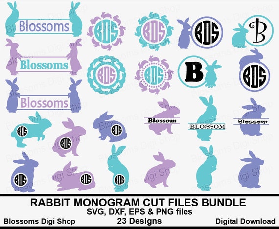 Download Rabbit Monogram Svg Easter Svg Rabbit Template Easter Eps Etsy