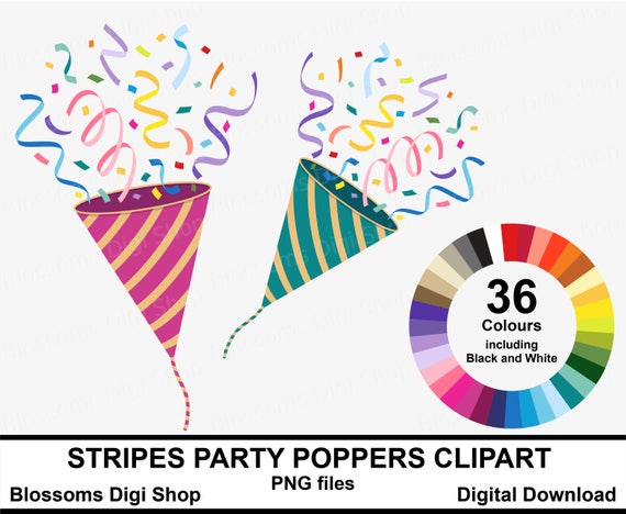Stripes Party Poppers Clipart Instant Download Sticker Etsy