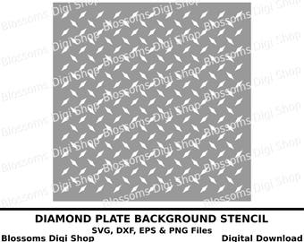 Diamond plate background stencil, digital download, diamond pattern svg, pattern stencil, dxf cut file, eps file, cameo svg, commercial svg