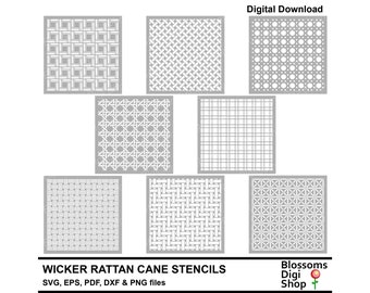 Wicker rattan cane stencils, weave design, svg cut files, weaving png, geometric pdf, cnc laser, wood cut, repeat pattern, commercial use