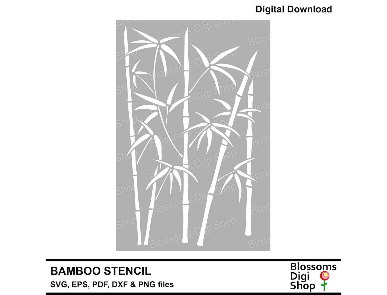 Bamboo Stencil, Svg Cut File, Branch Svg, Leaves Eps, Laser Dxf, Leaf