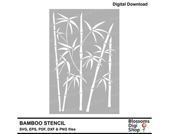 Bamboo Stencil, svg cut file, branch svg, leaves eps, laser dxf, leaf pattern,cricut svg, silhouette cameo, commercial use