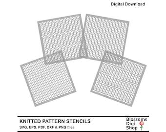 Knitted pattern stencils, knitting texture, wool svg, cut file, dxf files, repeat pattern, commercial use
