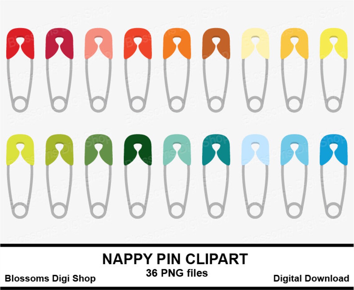 Nappy Pin Clipart Diaper Pin Rainbow Elements Baby Clipart Etsy