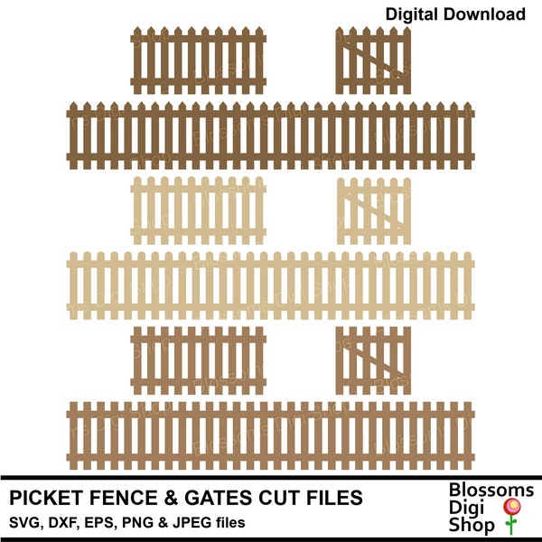 Clôture et portails, fichiers svg coupés, dxf bois, clôture en bois, eps de jardin, clôture de bordure, escrime clipart, usage commercial