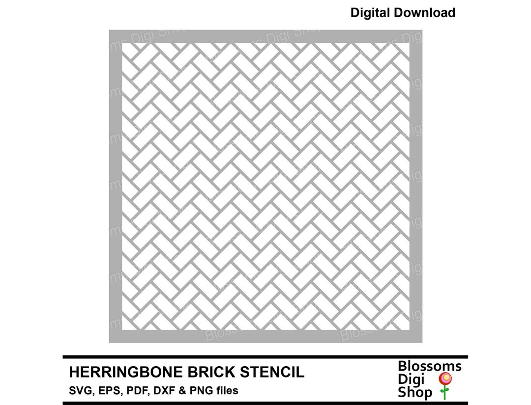 Herringbone Brick Stencil, Svg Cut File, Digital Download, Pattern