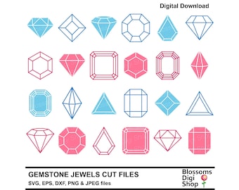 Gemstone Jewel, SVG cut files, diamond vector, jewellery elements, precious stones, cut jewels, gem dxf, jewel vector, commercial use