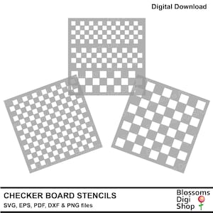 Checker board stencils, svg cut files, chess board, checkered pattern svg, draughts board svg, chequers dxf, eps vector file, commercial use