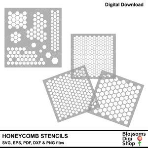 Honungskaka-schabloner, hexagonvektor, honungskaka, bi-pdf, vektorfil, honung eps, gör-det-själv-schablon, trädgårds-svg, kommersiellt bruk