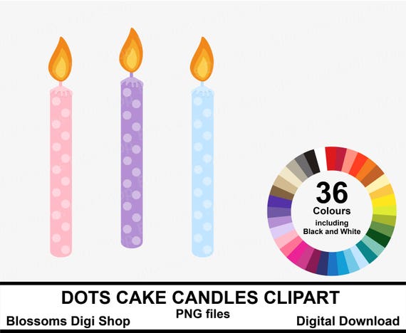 Cake Candle Clipart Polka Dot Candles Rainbow Sticker Cake Etsy