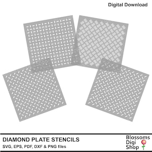 Estênceis de placa de diamante, svg de metal, placa de piso, svg industrial, estêncil de aerógrafo, placa xadrez, gráfico geométrico, uso comercial