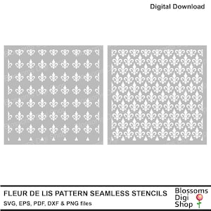 Fleur de lis pattern seamles stencils, diy template, scrap book svg, repeat pattern, commercial use