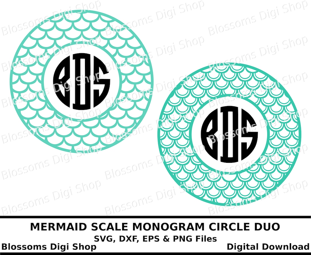 Mermaid Scale Monogram Circle Svg Digital Download Mermaid - Etsy UK