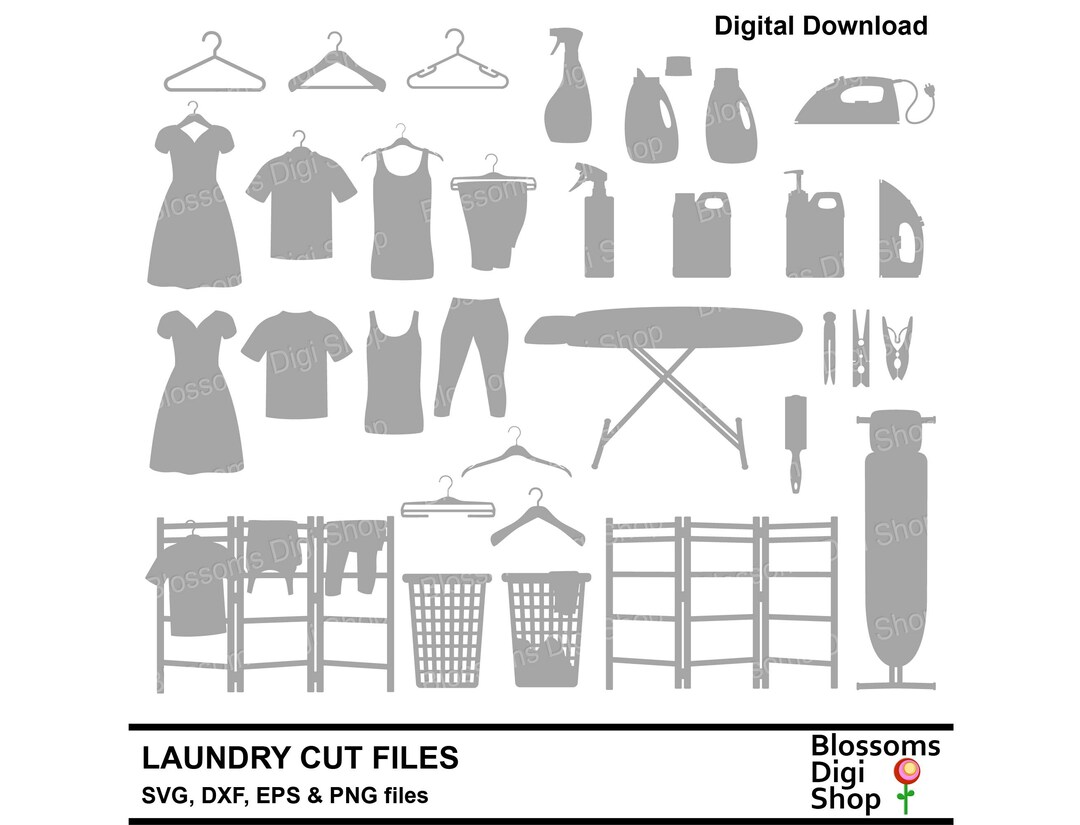 Laundry Cut Files Home Chores Vector Ironing Element Etsy