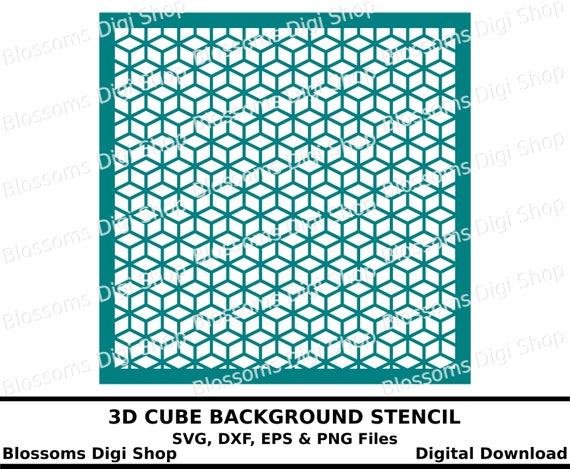 Download 3d Cube Background Stencil Digital Download Square Stencil Etsy