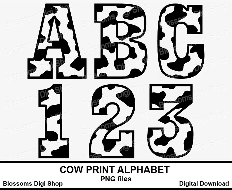 Download Cow print alphabet letters clipart cow pattern cow print ...