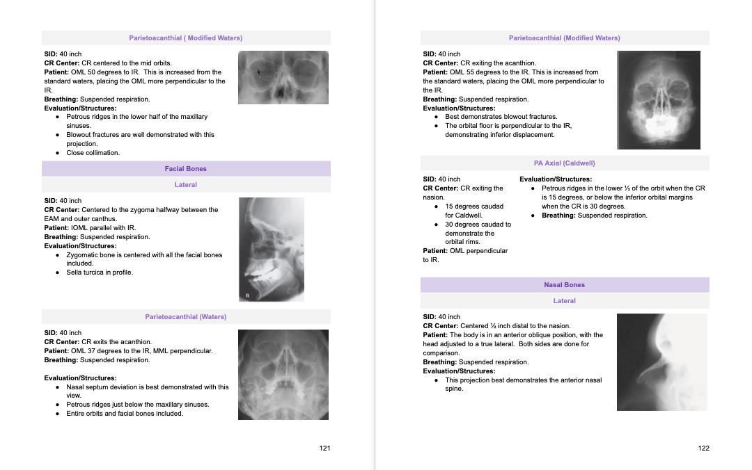First Year Radiography Notes Rad Notes - Head Procedures - Radiography Study Guide *digital Copy* - Etsy