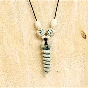 Beige and Green Ceramic Twist Bead Necklace with Adjustable Slide Knots