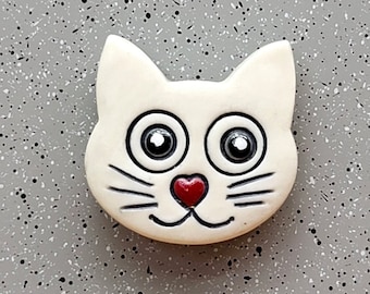 Cutie Kitty Face Ceramic Magnet