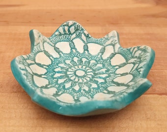 Ceramic Lace Design Trinket, Tea Bag, or Ring Dish